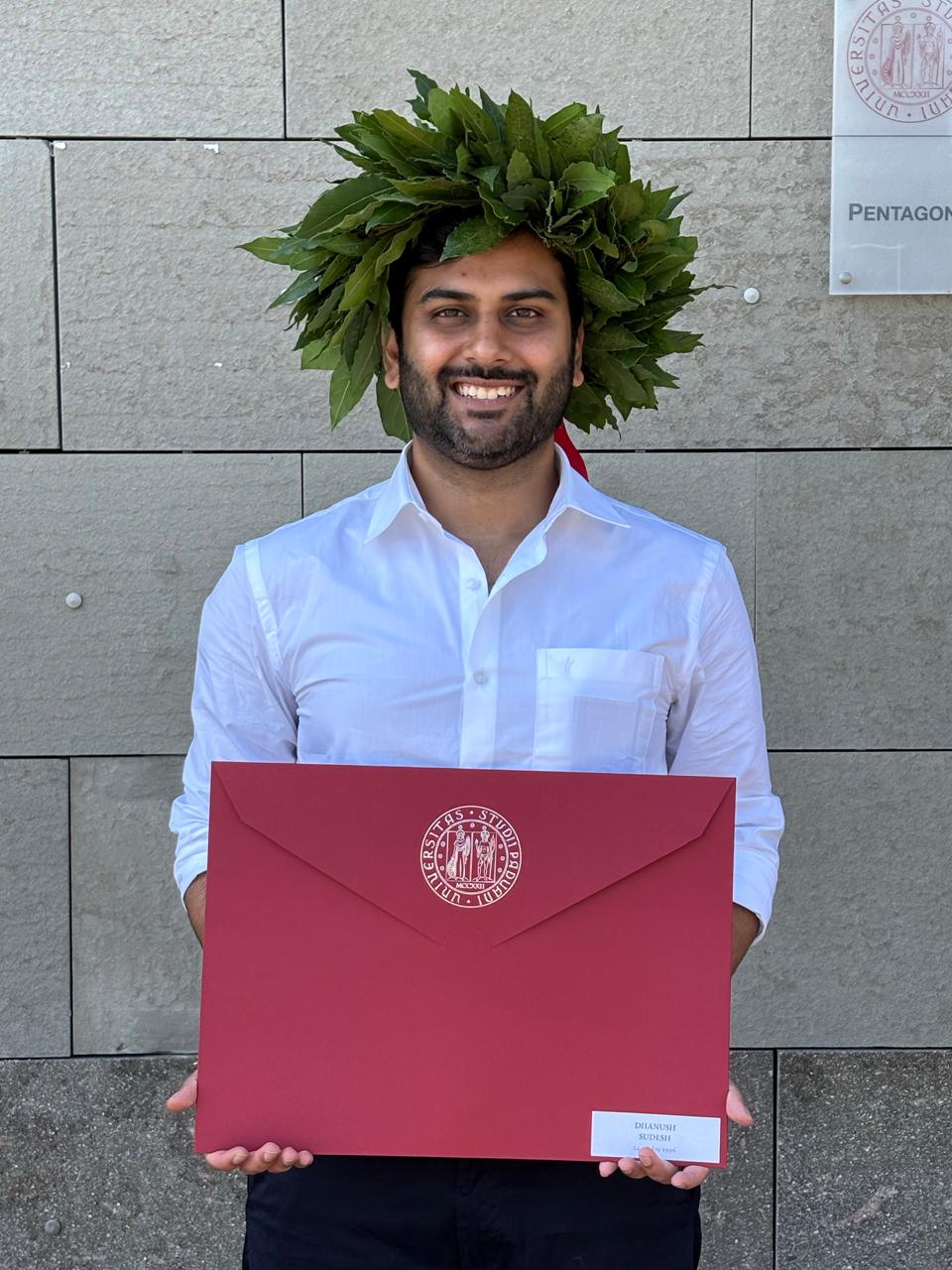Dhanush Sudesh at his MSc graduation, University of Padova